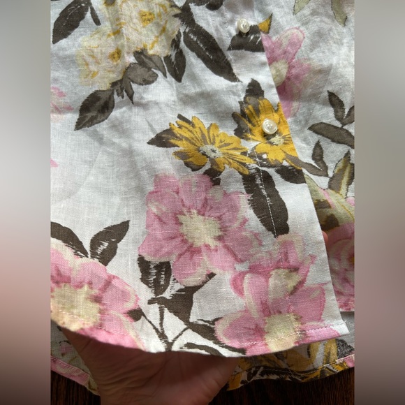 Lord & Taylor Floral Linen Shirt - Picture 4 of 16
